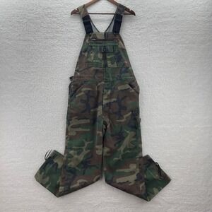 Vintage Liberty Overalls Mens 38x32 Woodland Camo Bibs Denim 90s Hunting Work